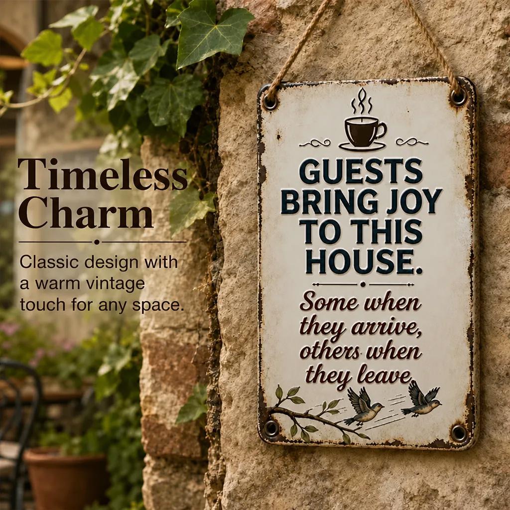 ✨🏡Cozy Welcome Metal Sign for Porch & Garden - Weatherproof Vintage Wall Decor for Front Door, Outdoor Gate & Yard Fence