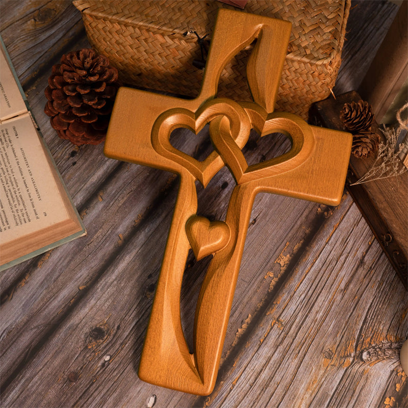 ❤️ Faith and love, woven together into beauty - Intertwined Wooden Cross✝️