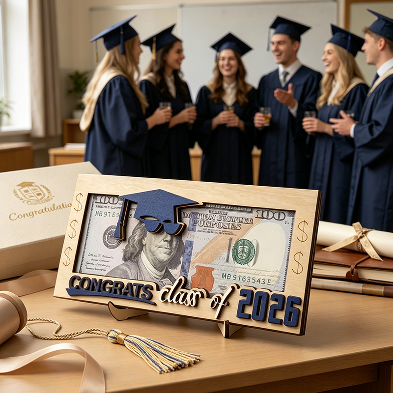 🎓Graduation 2026 Money Holder-Unique Wooden Cash Gift Box for Class of 2026