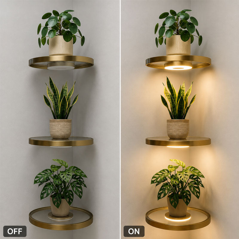 💡 Ultimate 2-in-1 LED Floating Shelf: Geometric Wall Display & Soft Ambient Night Light! 🌿