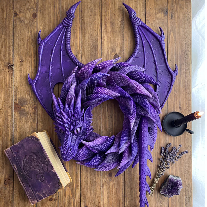 🏰 Handmade Dragon Wreath: Gothic Mythical Beast Front Door Masterpiece! 🐉