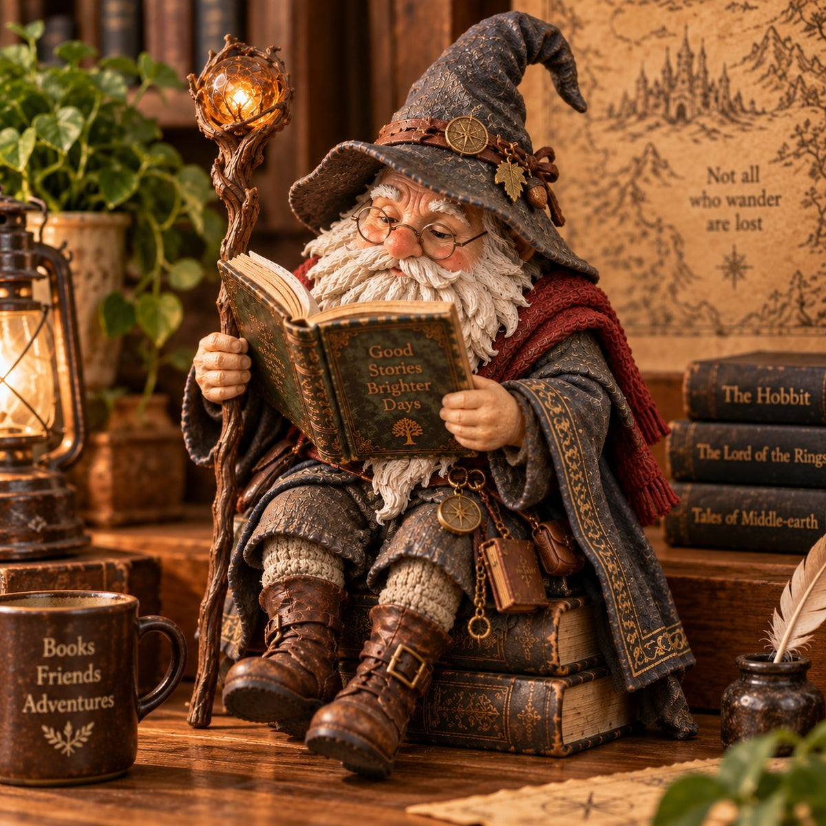 🔥 LAST DAY — 50% OFF 🧙‍♂️ The Wandering Scholar Gnome – Enchanted Reading Wizard Figurine 📖✨