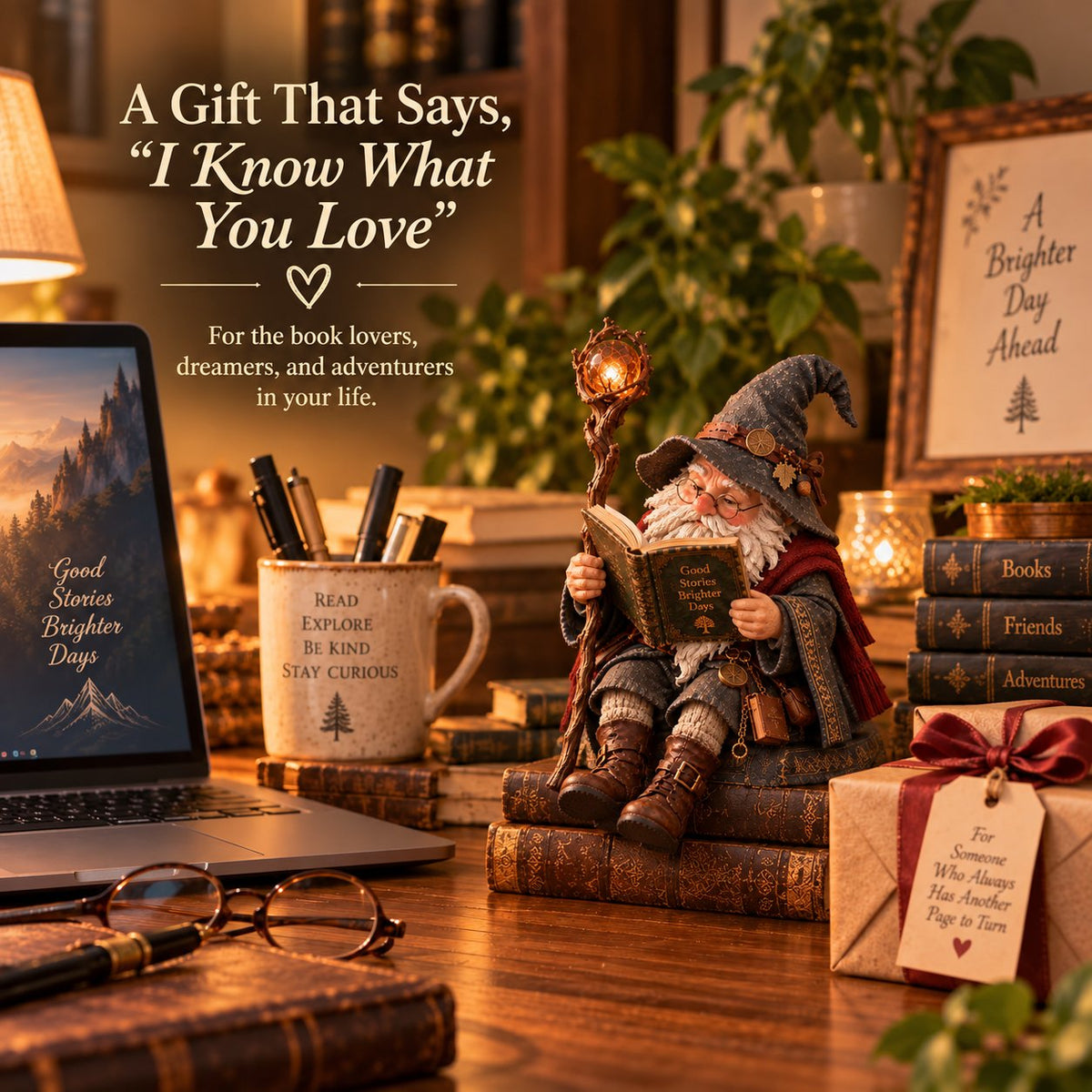 🔥 LAST DAY — 50% OFF 🧙‍♂️ The Wandering Scholar Gnome – Enchanted Reading Wizard Figurine 📖✨