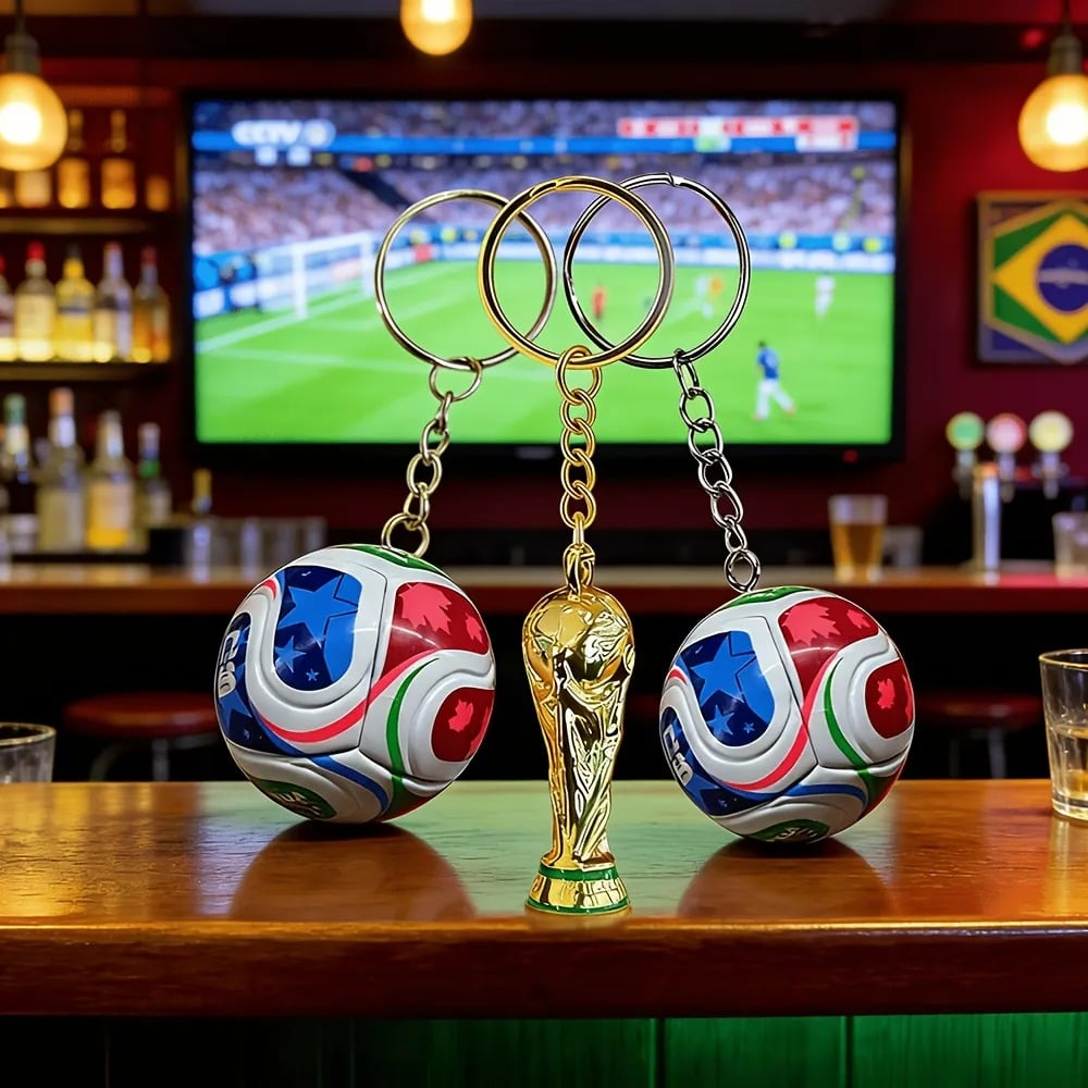 🏆 2026 World Cup Keychain: Limited Edition Trophy & Soccer Ball Fan Gift! 🇨🇦🇲🇽🇺🇸