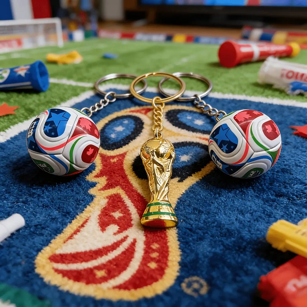 🏆 2026 World Cup Keychain: Limited Edition Trophy & Soccer Ball Fan Gift! 🇨🇦🇲🇽🇺🇸