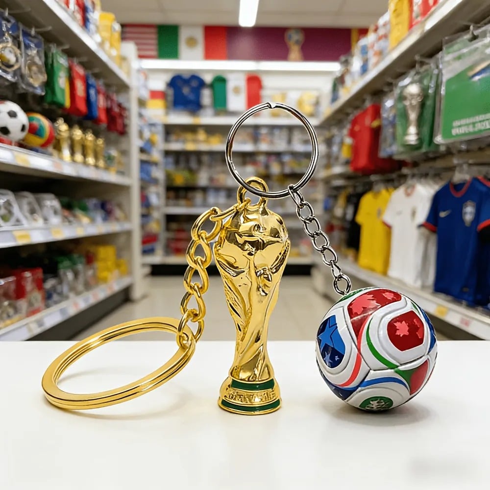 🏆 2026 World Cup Keychain: Limited Edition Trophy & Soccer Ball Fan Gift! 🇨🇦🇲🇽🇺🇸